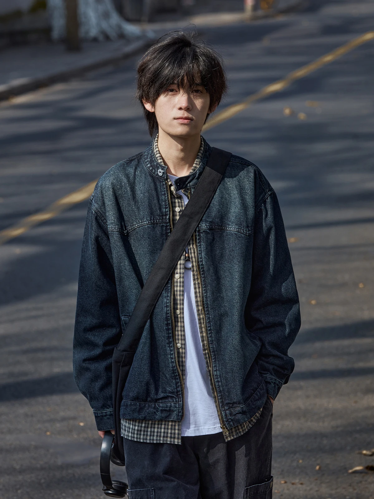 

Японская джинсовая куртка в стиле ретро, мужская весенне-осенняя свободная повседневная верхняя одежда, топ на молнии, длинный све