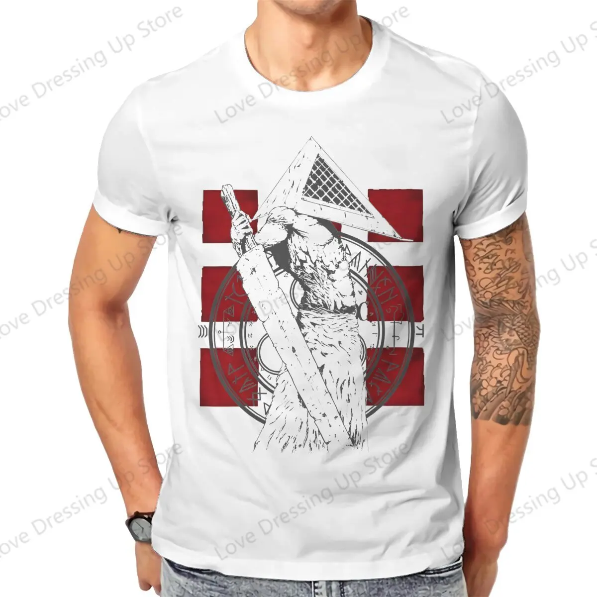 Pyramid Head Tribute Silent Hill Movie T Shirt Punk O-Neck COTTON  Tops