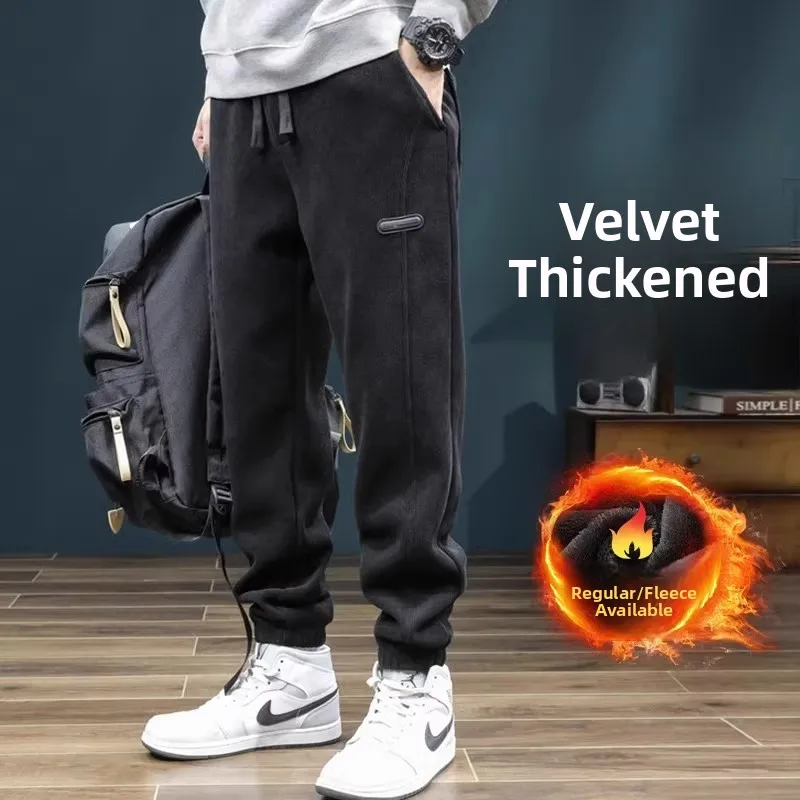 

Мужские осенне-зимние вельветовые брюки Thiened Fce на подкладке, свободные спортивные повседневные брюки High Street Trend, износостойкие длинные брюки...