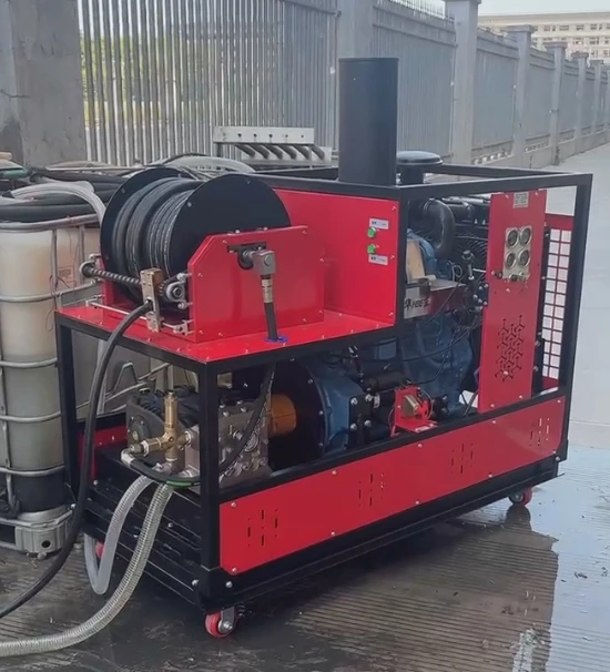 New Diesel 4300Psi 80L Flow Rate Sewer Drain Cleaner Water Jet Blaster Pressure Washer 1000mm Pipeline Clean Machine Pump