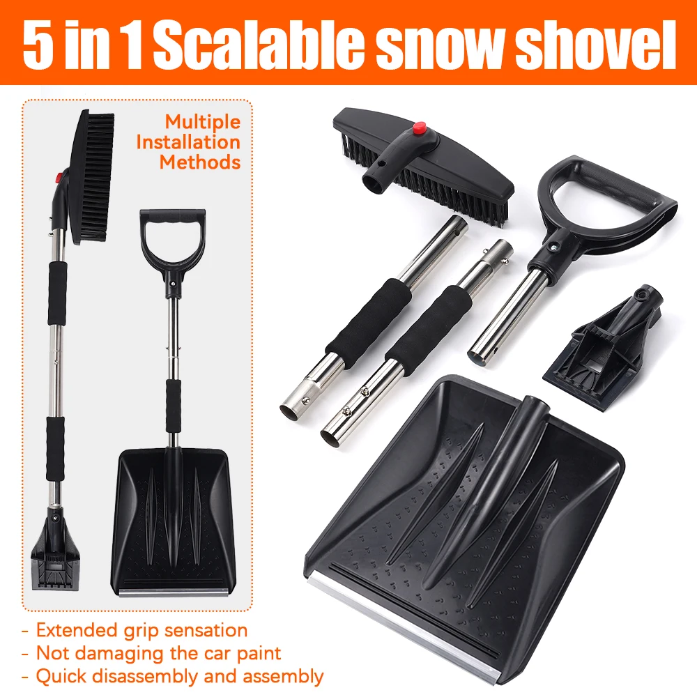 5 In 1 Winter Snow Shovel With Removable Mounting Ssnow Shovel Set Thickened Snow Shovel Car Snow Shovel For Car Truck Camping