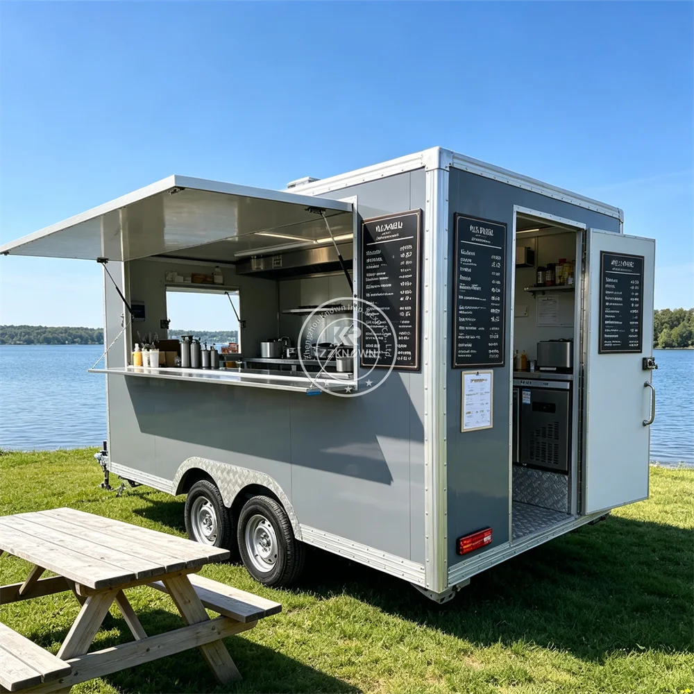 High Quality Mobile Food Truck Coffee Cart Burger  Pizza Trailer Kitchen Trailer Street Food Trailer with Kitchen System