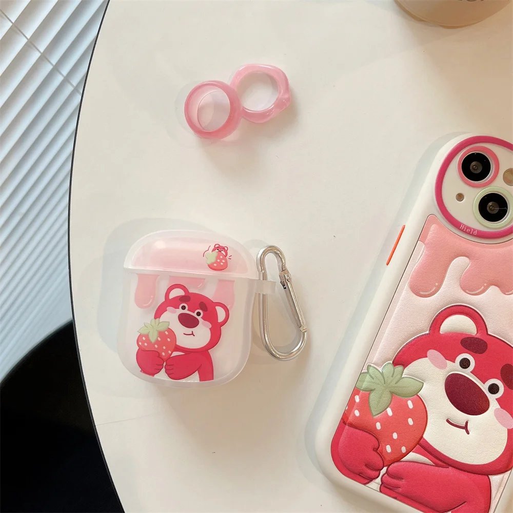 Earphone Case for AirPods Pro Cute Cartoon Anime Pooh Bear Lotso Headphone Case for AirPods 1 2 3 Pro 2rd Headset Protect Cover image 2