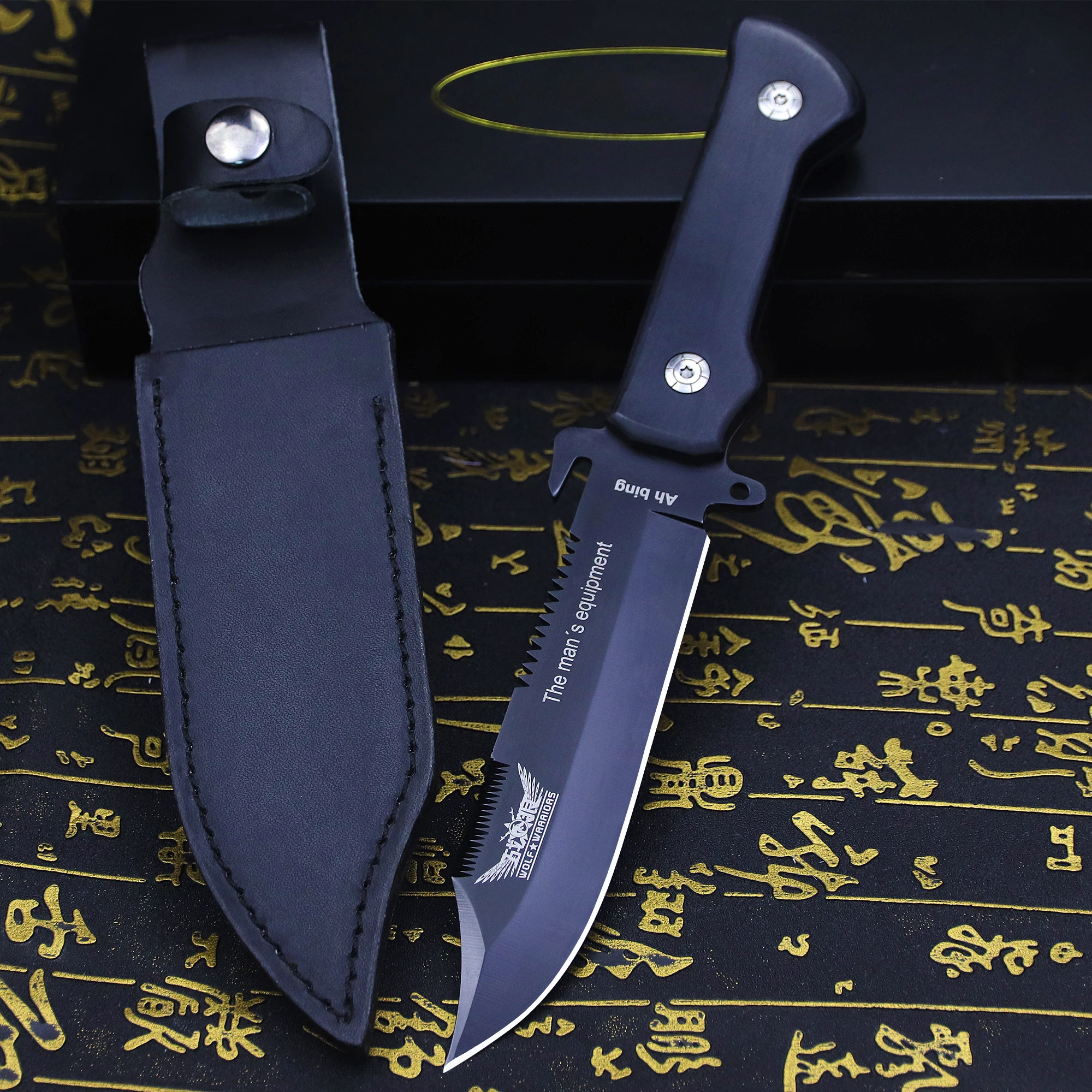 

DEHONG США 440c стальной нож для кемпинга на открытом воздухе + Искусственный нож, охотничий нож в джунглях, походы, рыбалка, альпинизм, EDC инструмент нож