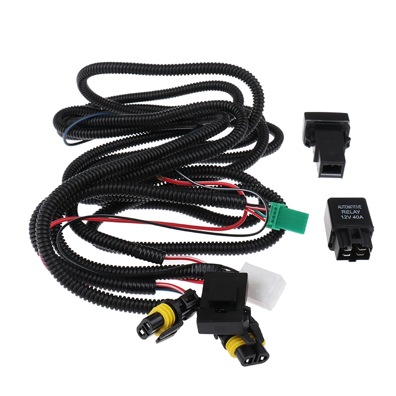 H11 Fog Light Wiring Harness Sockets Wire LED indicators Switch 12V 40A Relay