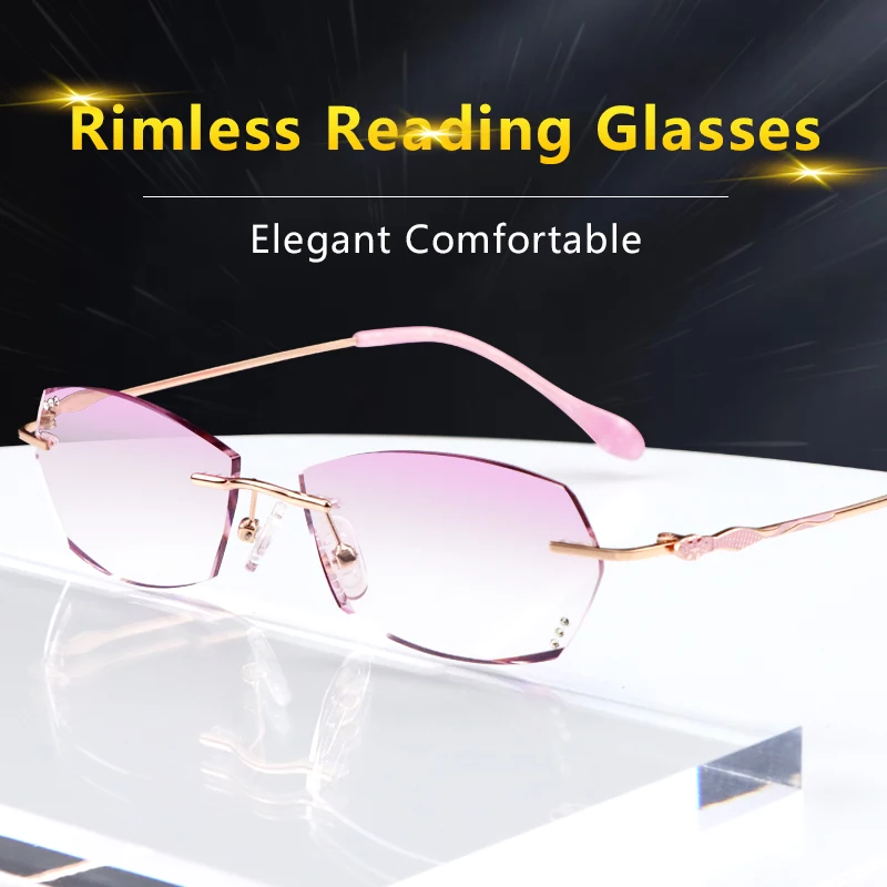 

Lightweight Rimless Reading Glasses for Women Blue Light Blocking,Ultralight Metal Classic Computer Readers Anti Eyestrain