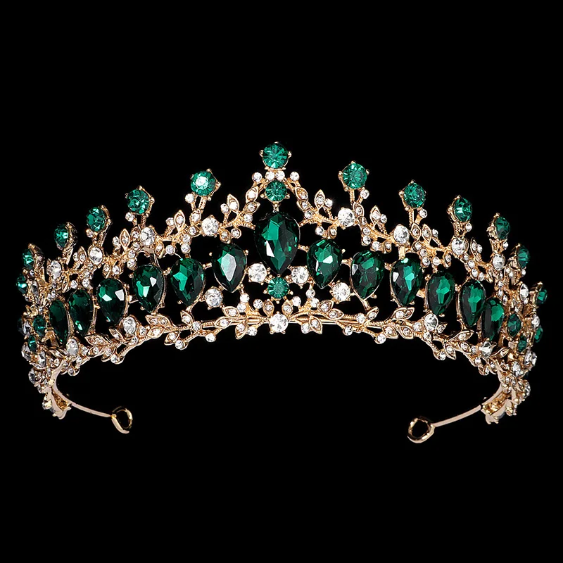 Halloween Party Green Wedding Bridal Pageant Rhinestone Crystal Tiaras Crown Tiaras And Crowns For Women Hair Accessories