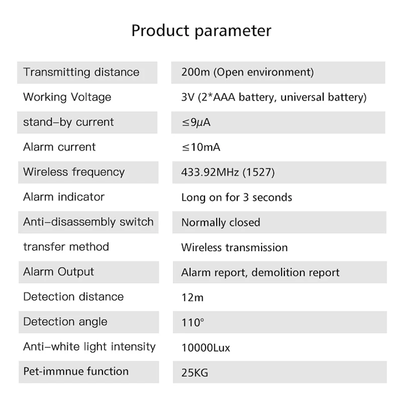 433MHz Bewegungs sensor drahtlos 25kg Haustier detektor Tier-Infrarot-Pir-Detektoren für unser Hauss icherheit salarm system