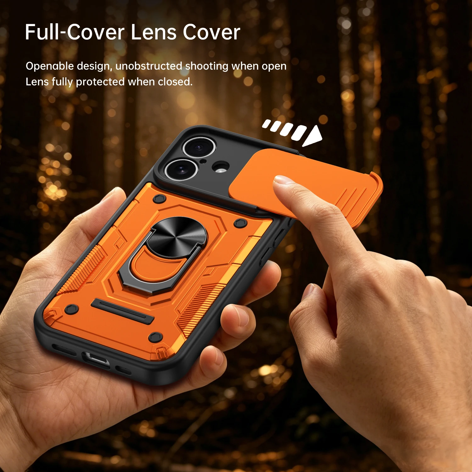 Nanshan Armor Stoßfeste Hülle mit Magnetring-Ständer für iPhone 17 Pro Max 16 Pro Max mit Schiebe-Kameraschutz und Rückabdeckung – Detail 4
