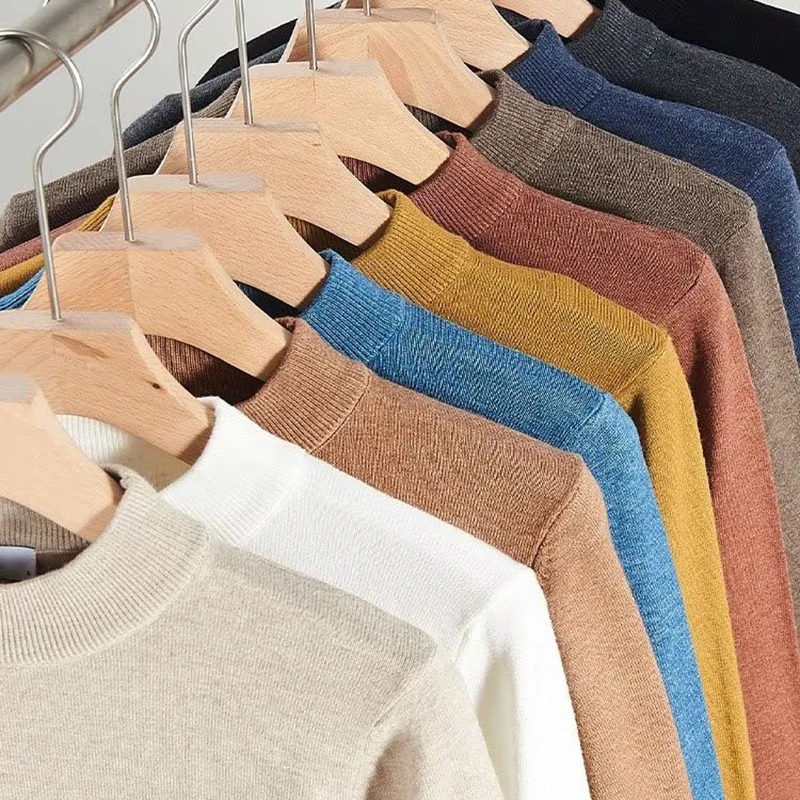 

Мужской вязаный пуловер с длинными рукавами, осенне-зимний теплый классический свитер, легкий темно-бирюзовый светло-серый свитер