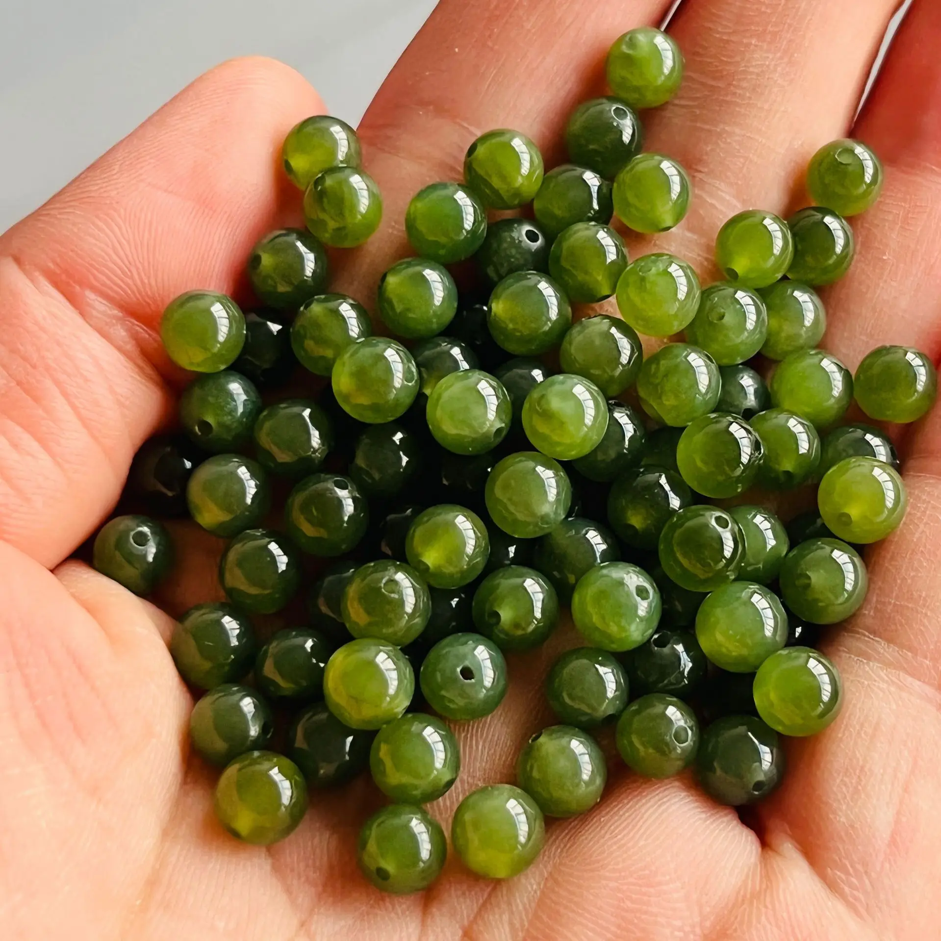 

Natural Nephrite Green Jade Beads For Jewelry Making Diy Bracelet Beaded Necklace Chinese Hetian Jade Round Beads Accessories