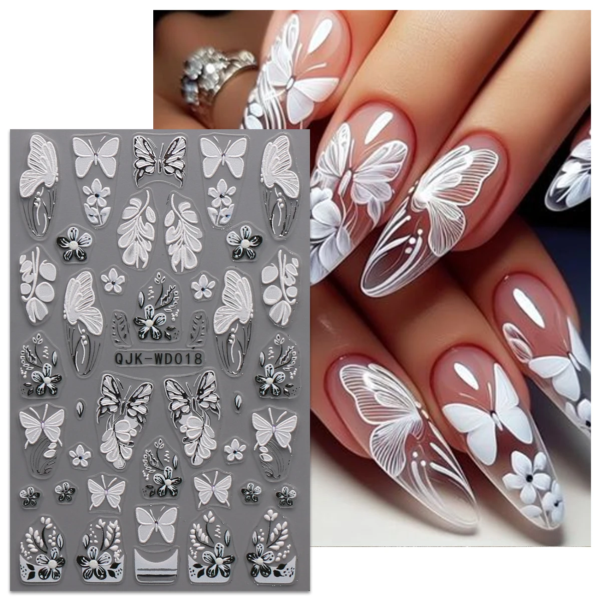 2/3 Uds. Pegatinas para decoración de uñas en relieve con flor de mariposa de primavera, acabado 5D, fáciles de aplicar para decoración de uñas, bricolaje, regalo, boda, Y2K