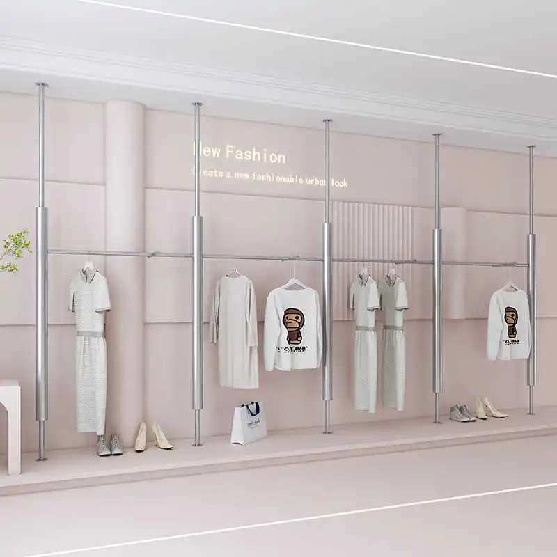 

Stainless steel column wall display rack wall-mounted display rack