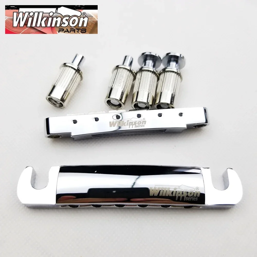 Original Wilkinson Chrome Silver Tune-O-Matic Style Electric Guitar Bridge For Lespaul LP SG Guitar WOGT1+WOGB2