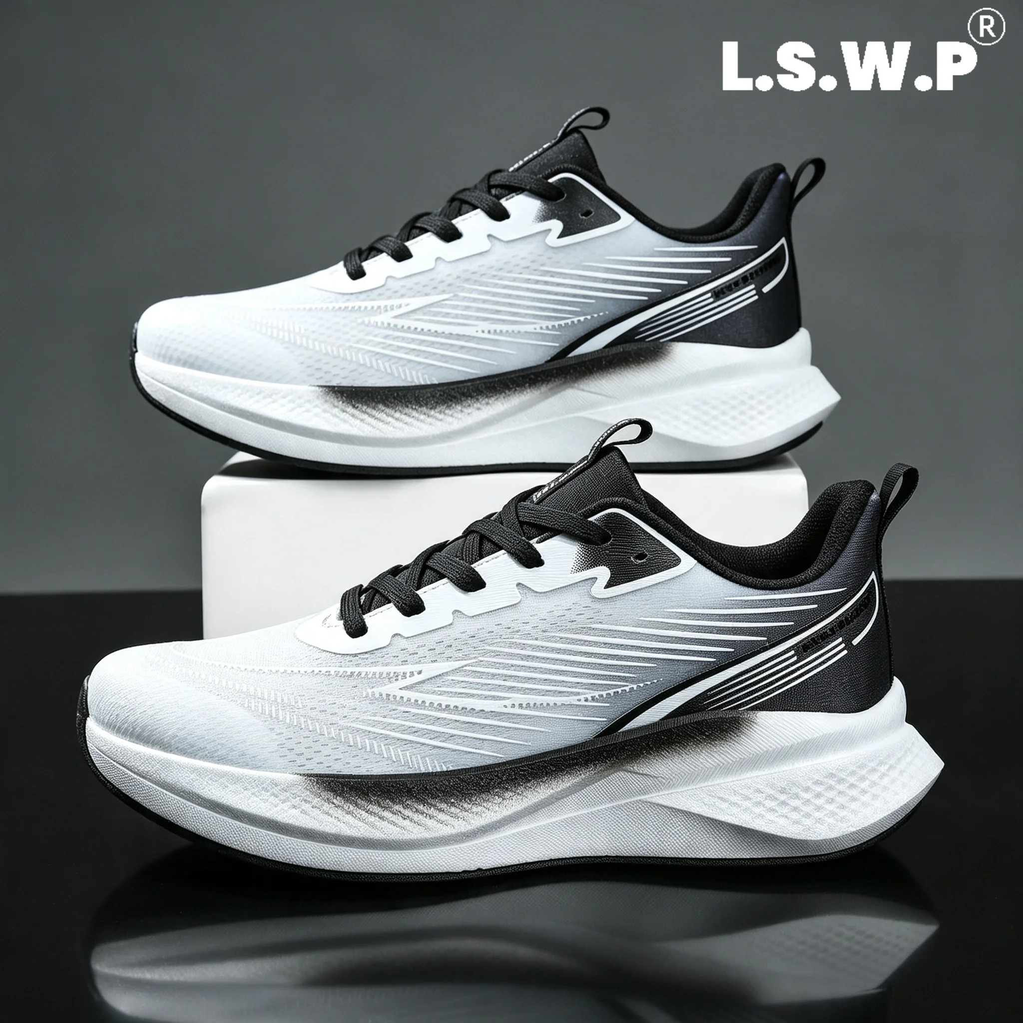 Men's Running Shoes, Lightweight and Comfortable, with a Lace-Up Design, Simple Style with Round Toe Protection Autumn and Winter Sports Shoes, Suitable for Outdoor Activities, Fitness, Walking, Running, and Other Scenarios.