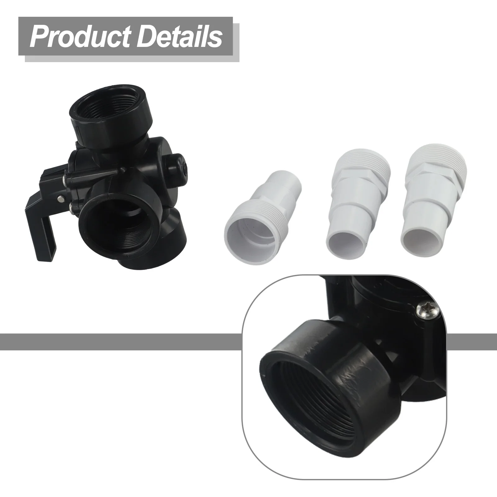 Swimming Pool Valve Controlling Equipment Hose Diverter 3 Way Adjustable Clean Connectors PVC+Metal Pipe Connection