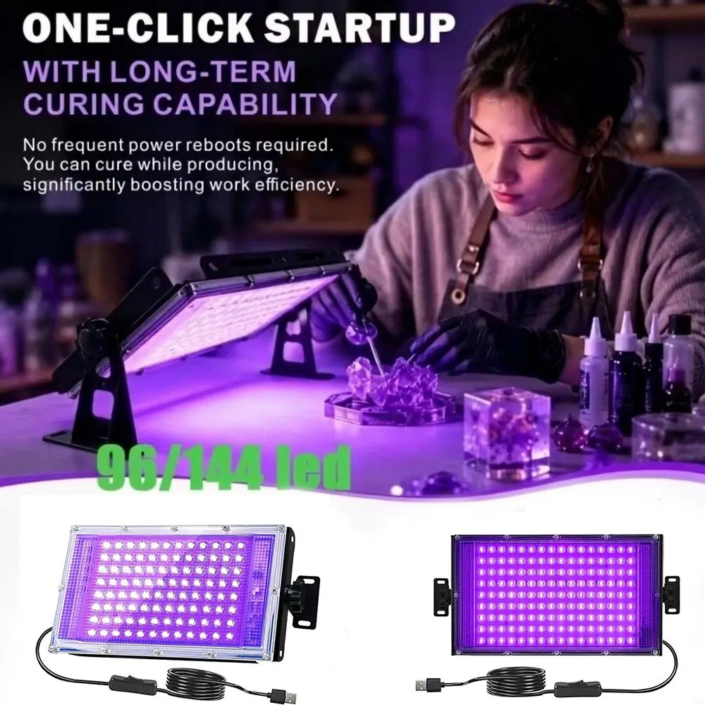 96/144 Beads UV Colloidal Curing Lamp High Intensity High Power LED UV Curing Light 395nm Waterproof UV Black Light