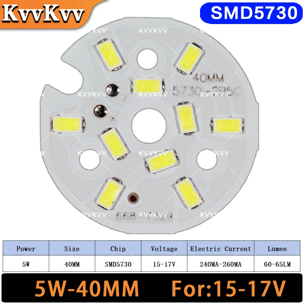 10Pcs High Bright LED Light Board 5W Warm White 40mm 48mm 50mm PCB Plate SMD 5730 2835 Chips For DIY Round Downlight Ceiling