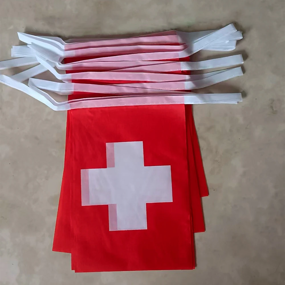 CYPOMELO Swiss flag triangular pennant festival party event polyester indoor outdoor hanging flag banner 20 Small Flags