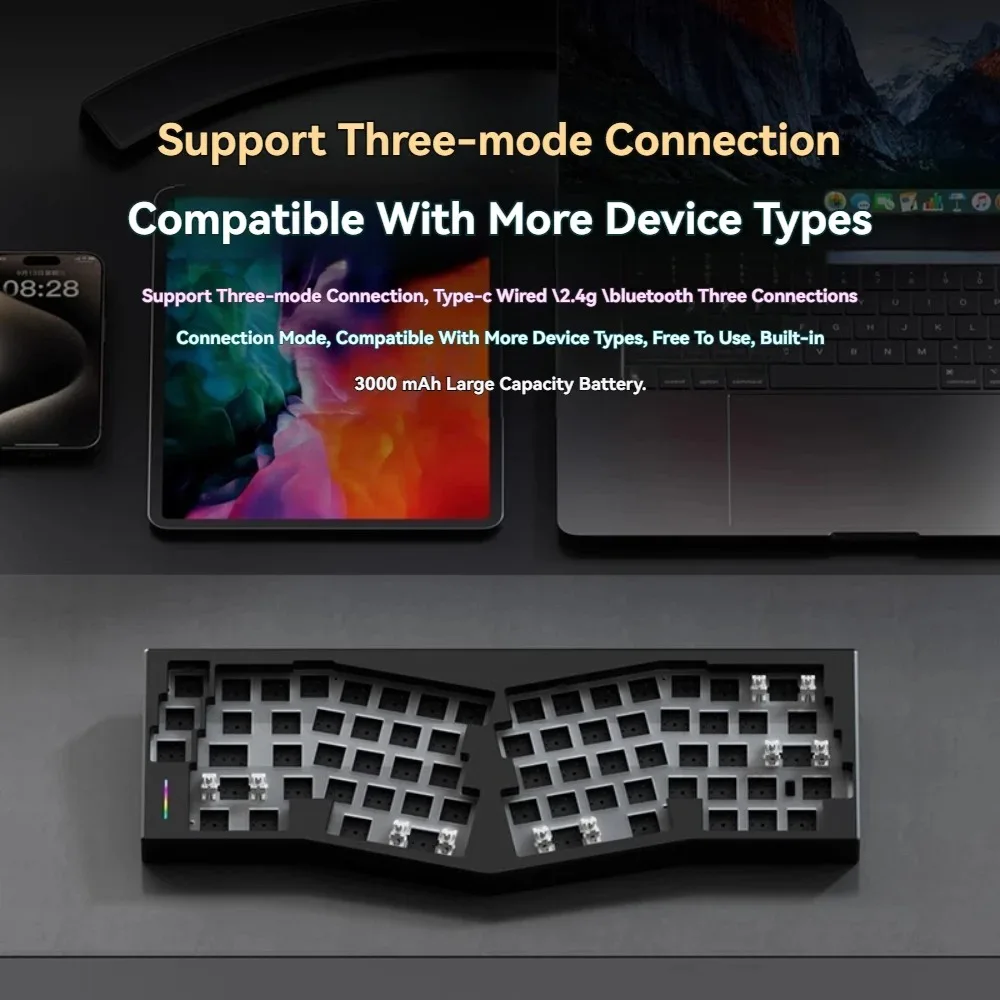 WEIKAV RECORD Alice Mechanical Keyboard Kit Wireless Tri-mode RGB GASKET Hot Swap Custom CNC Aluminum Office Gaming Keyboard QMK