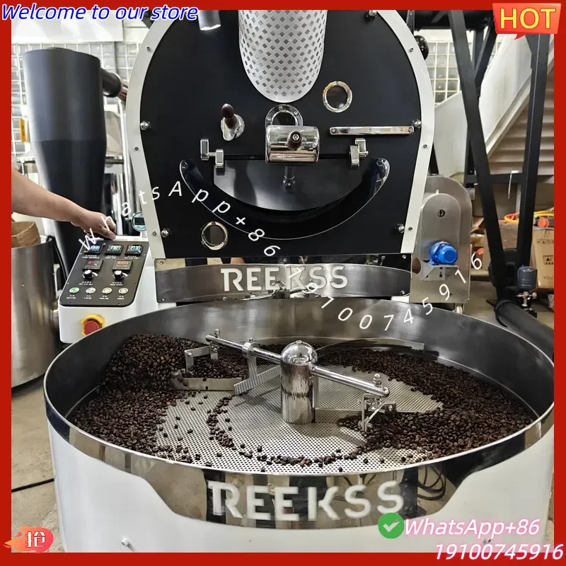 2026Hot DONGYI Factory Supply New Design REEKSS 3kg 6kg 12kg 15kg Hot Air Double Walled Cast Iron Drum Coffee Bean Roaster