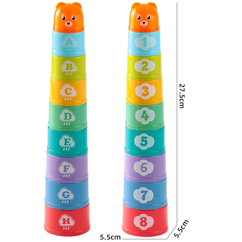 Stacking Game Cup Children Board Game Hand Speed Competition Fold Cup with Numbers Letters Shapes Early Education Puzzle Toy