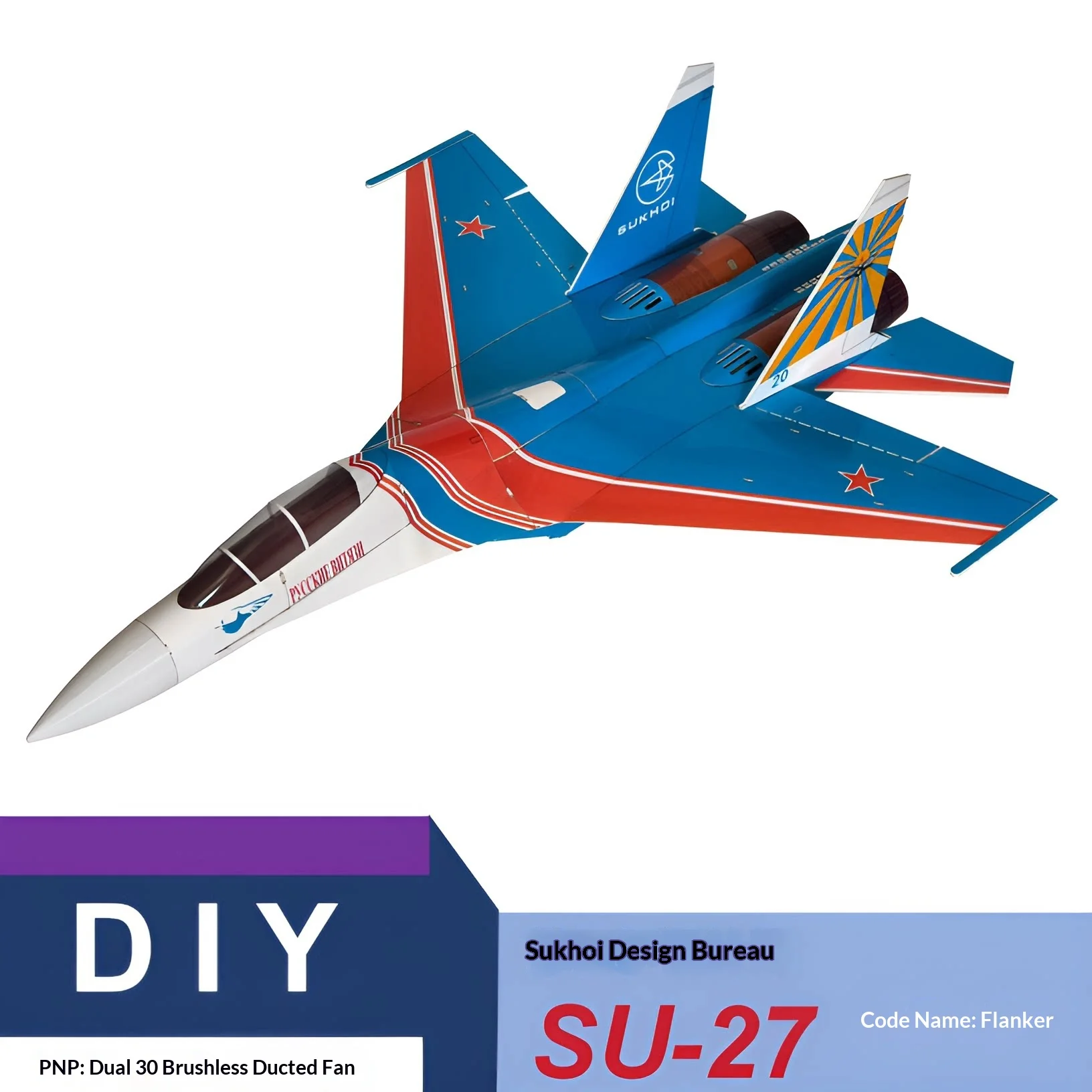 Zhiyuan Weihang Su 27 Rc Airplane Kit Dual 30mm Edf Fixed Wing Scale Aircraft Desktop Display Unassembled Hobby Model