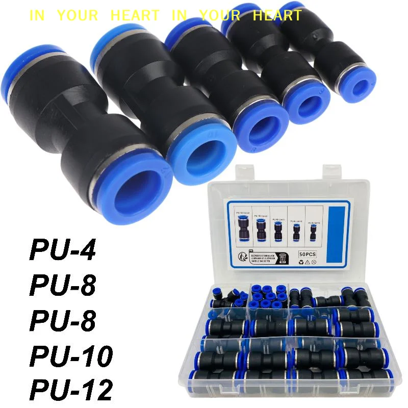 【X】Reliable 40/50Pcs Air Pneumatic Connectors Set Precise 4/6/8/10/12 Sizes for Accurate Industrial Use
