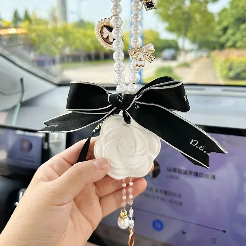 Camellia Floral Pendant Car Interior Safety Creative Car Decoration Decoration Birthday Gift Car Accessories Universal Pendant