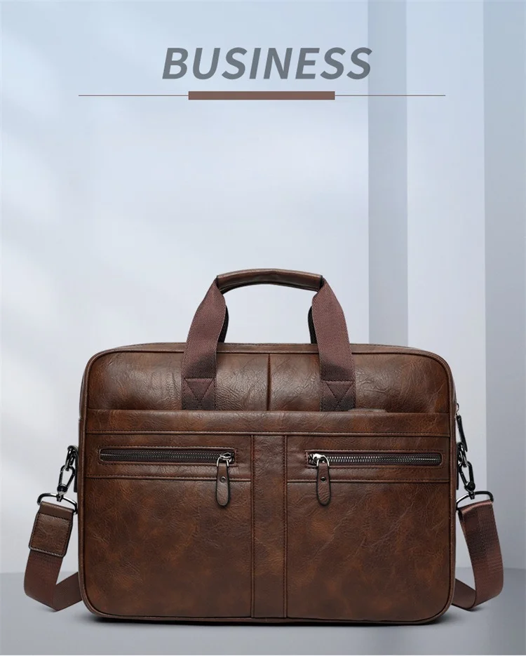 Luxuriöse Leder-Aktentasche für Herren, Business 16-Zoll-Laptop-Tasche, Herren-Handtasche mit großer Kapazität, Büro-Computer-Aktentasche, Herren-Umhängetasche – Detail 1