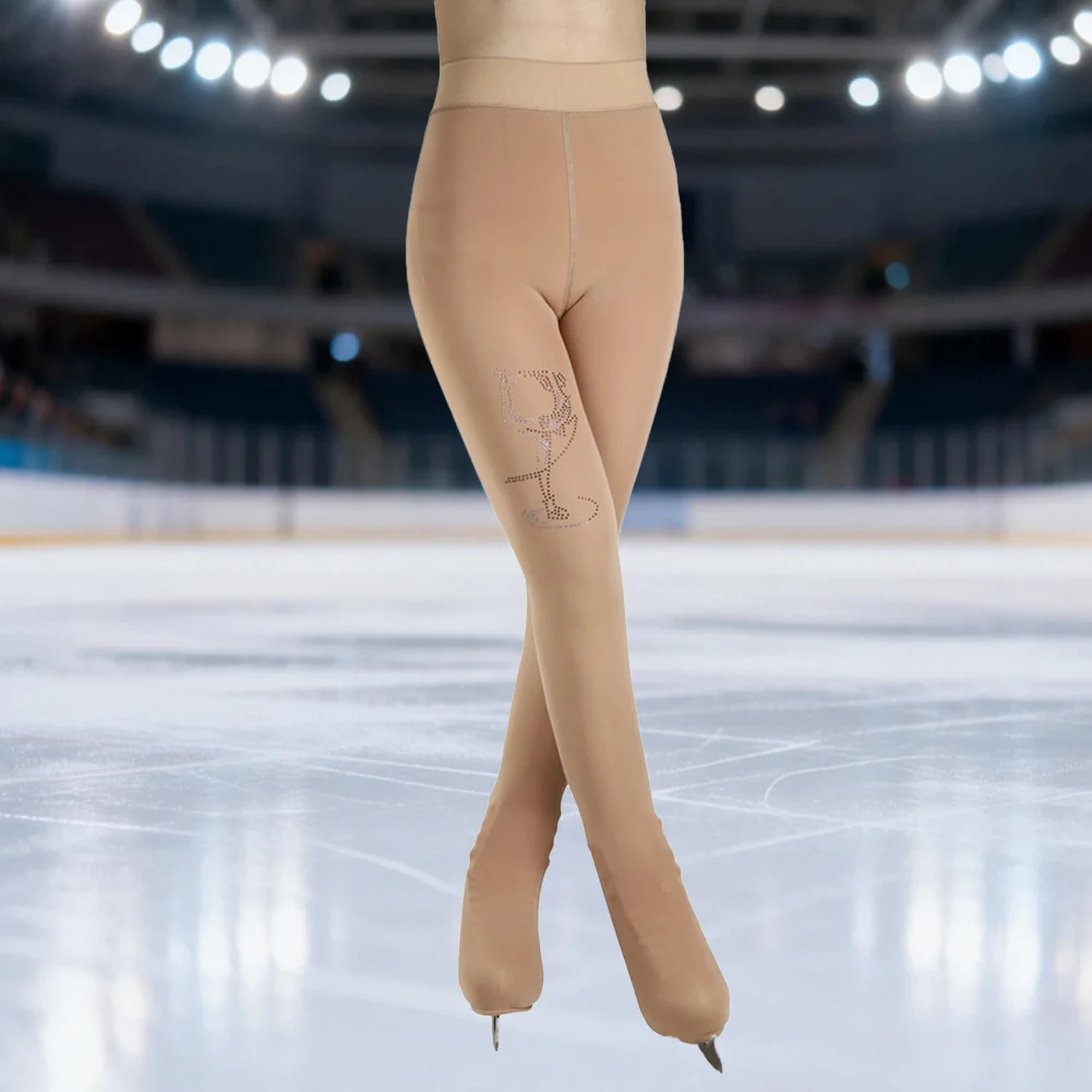 Women's Figure Skating Training Suit High-Quality Elastic Leggings Footed Tights Flesh-colored Black Full-coverage Half-coverage