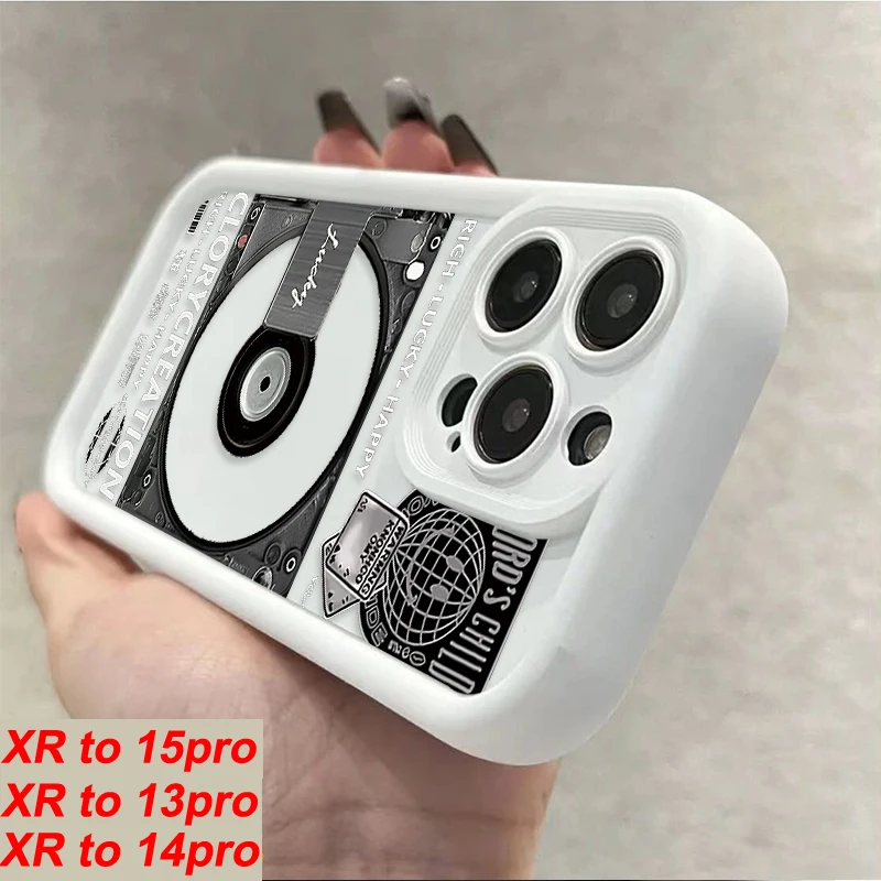 Retro Style Protect Cover for diy Xr to 14pro 13Pro Phone Case XR converted to 15pro Thick Covers