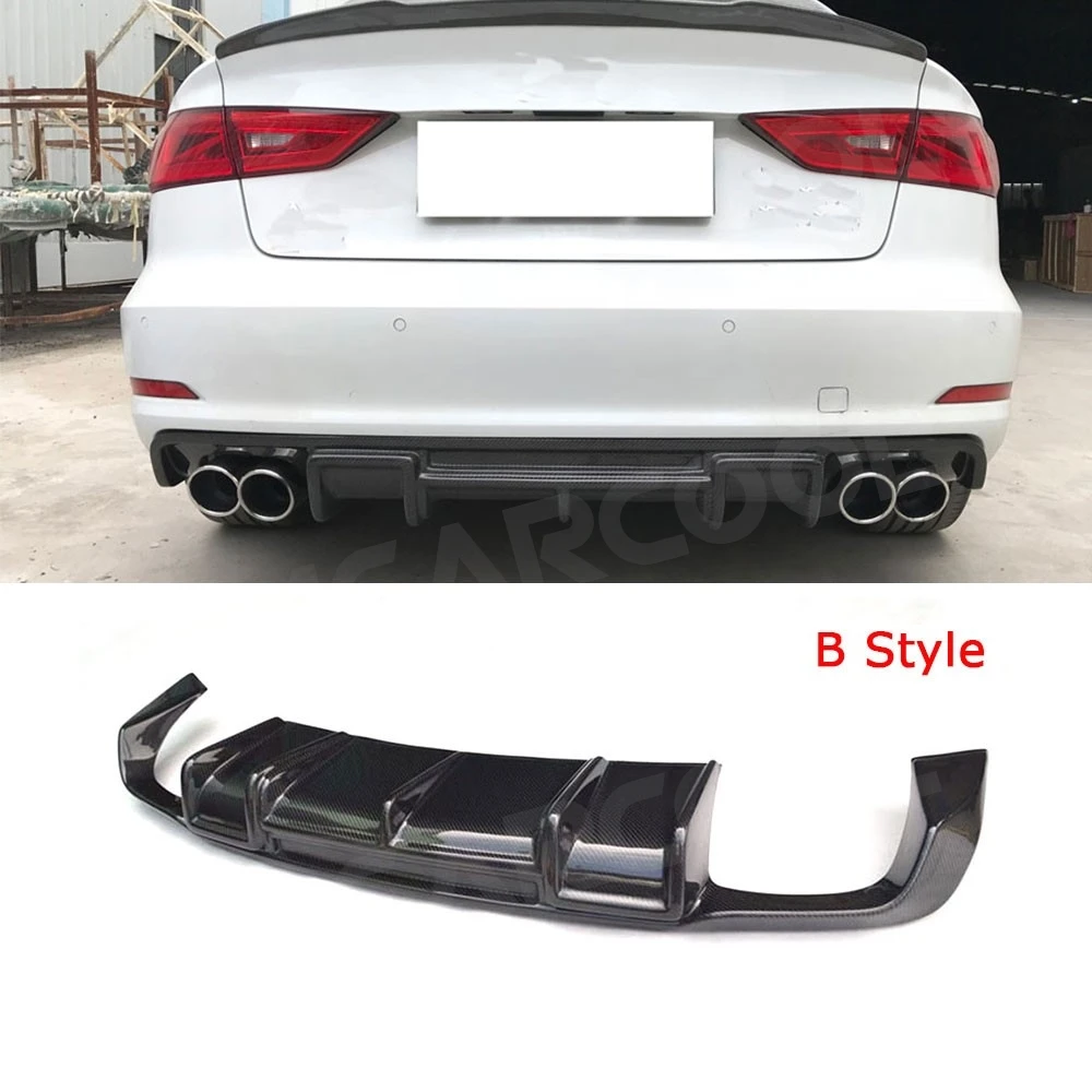 Carbon Fiber Car Rear Bumper Lip Spoiler Diffuser for Audi A3 Sline S3 Sedan 4 door Not A3 Standard 2014 2015 2016 Car Styling view 3