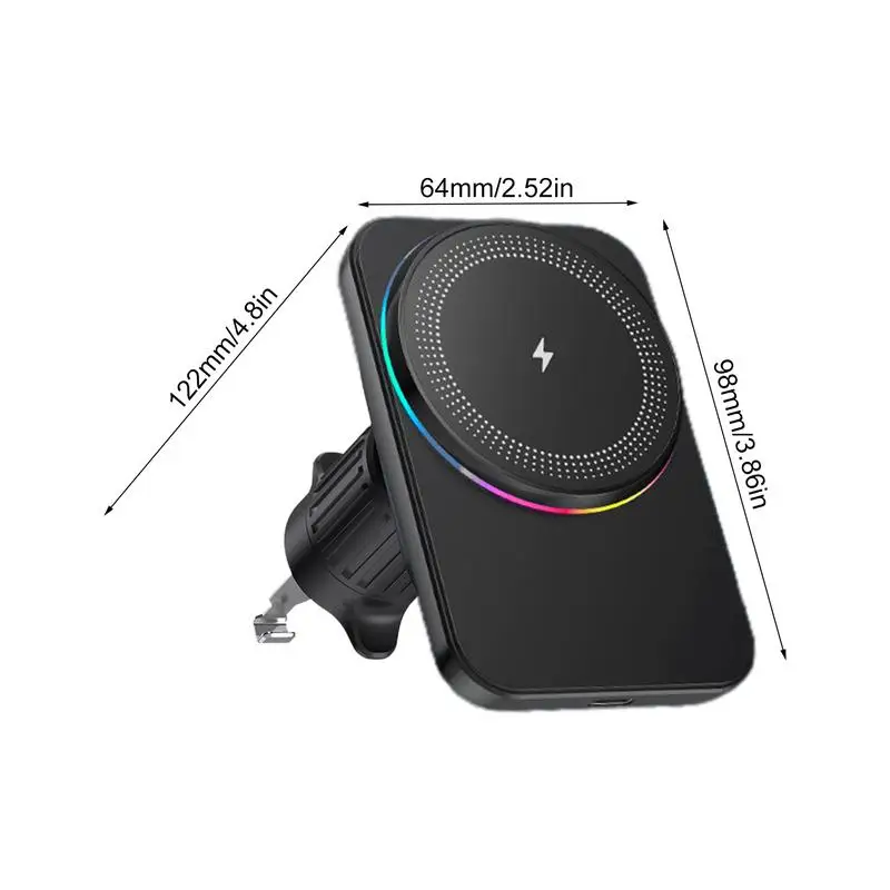 Creative Magnetic Car Phone Holder Portable Wireless Vehicle Charger For Phone Holder Stand Charger With Colored Lights