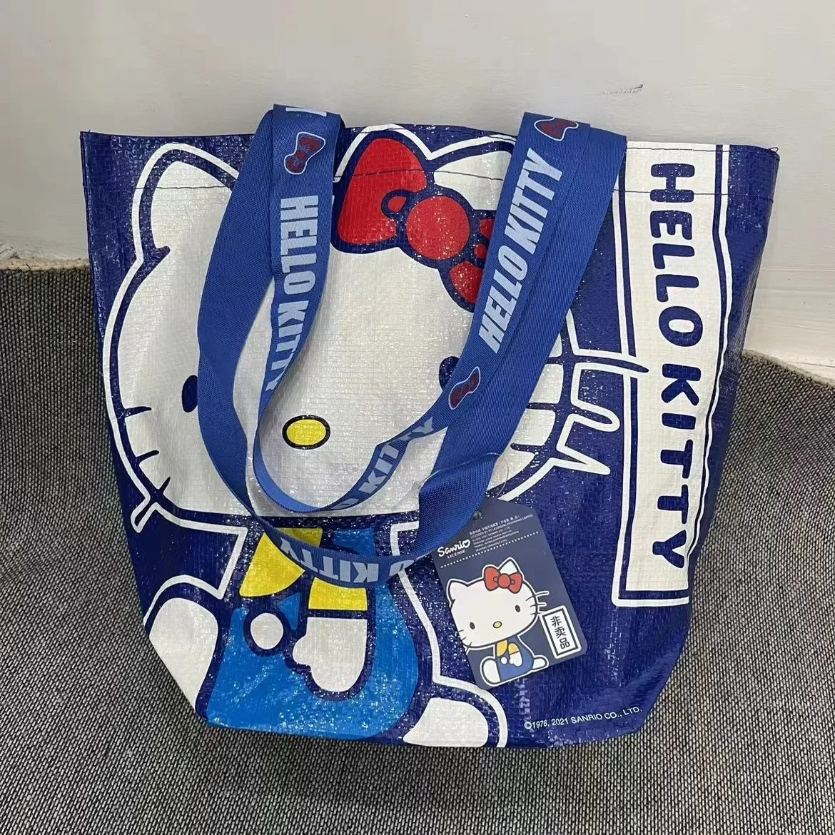 Hello Kitty borse da donna Cartoon Sanrio Pattern borsa per la spesa di grande capacità Kawaii Blue Kitty borse a tracolla per ragazze