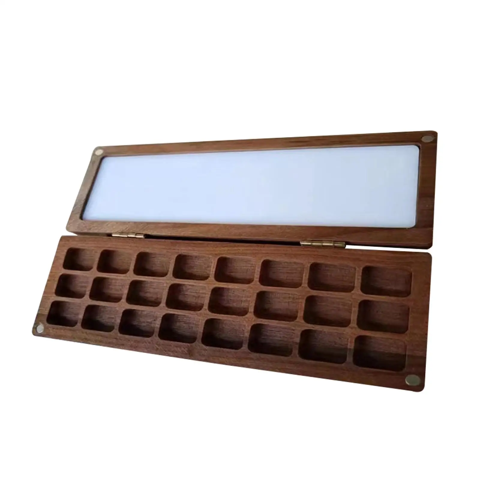 

Wood Paint Tray 24 Grids with Mixing Area and Lid Watercolor Palette Paint Palette for Painters Adults Craft Studio Art Supplies