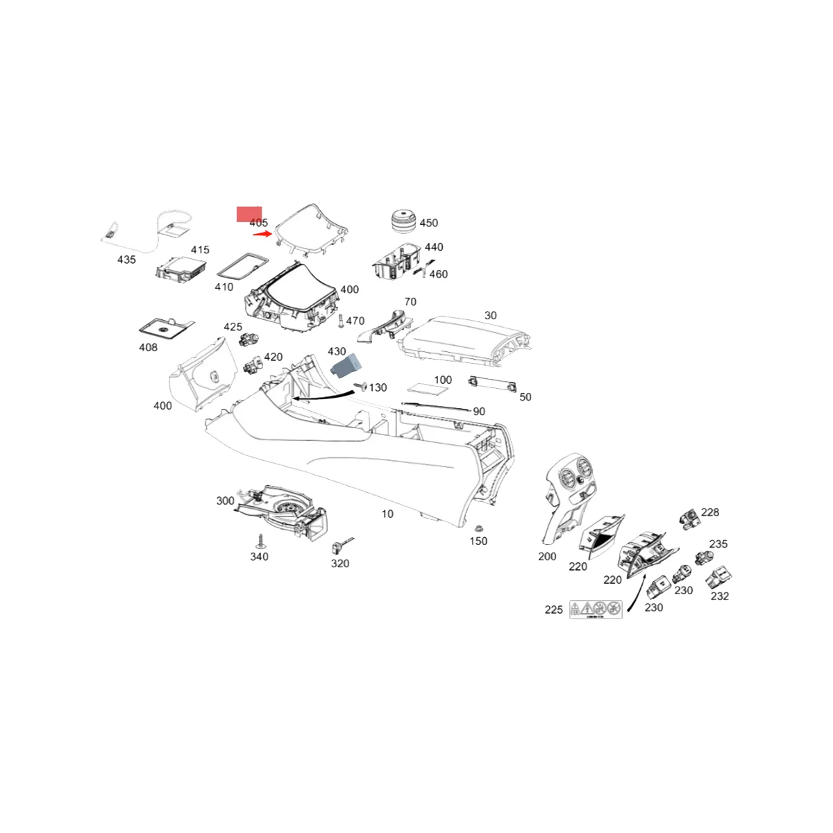 Embellecedor cromado para marco de taza de agua delantera de coche, tira embellecedora de caja de almacenamiento para Mercedes Benz W205 C205 C253 2015-2021, A2056830900