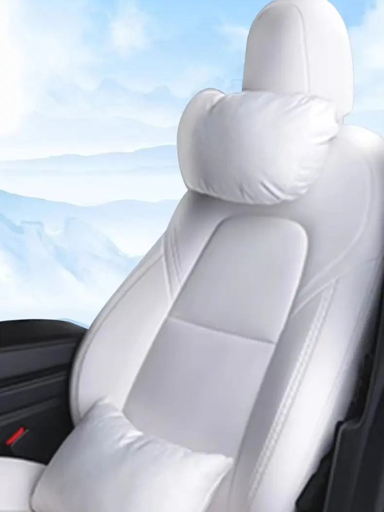 For Tesla Model 3 Model Y Car Seat Headrest Neck Pillow Model S Model X Soft Comfort Memory Cushion Protect Cover Accessories