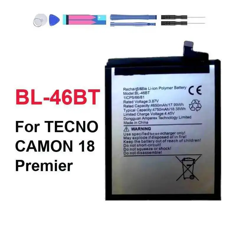 4750Mah Mobile Phone Battery Robust Reliable Replacement BL-46BT For Tecno Camon 18 Premier