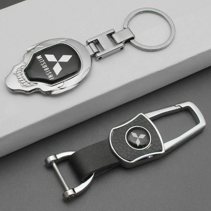 Metal leather Car Styling Emblem Keychain Key Chain Rings For Mitsubishi Lancer 10 9 EX Outlander 3 ASX L200 Pajero Accessories