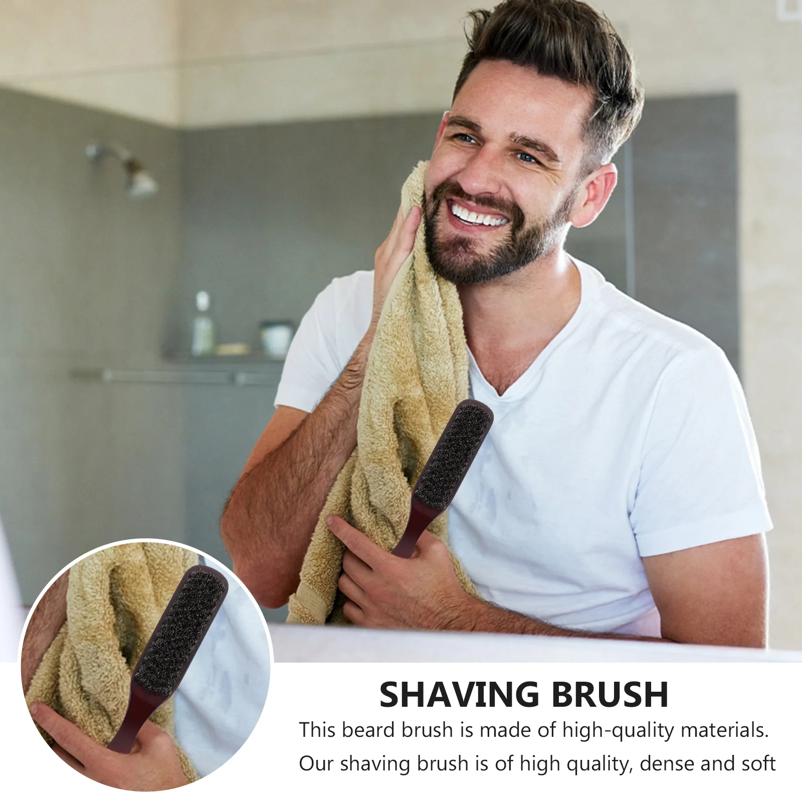 

1Pcs Beard Brush Wooden Handle Small Lightweight Man Shaving Tool Ergonomic Design Professional Barber Mustache Brush Male Care