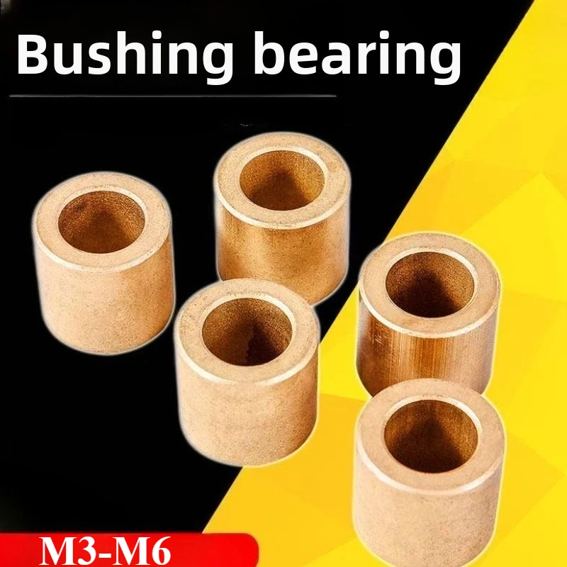 10PCS Oil Impregnated Bearing for 3D Printer Fan Motor Bronze Gleitlager Palier Bronze Brass Bush M3-M6 Sintered Bronze Bushing