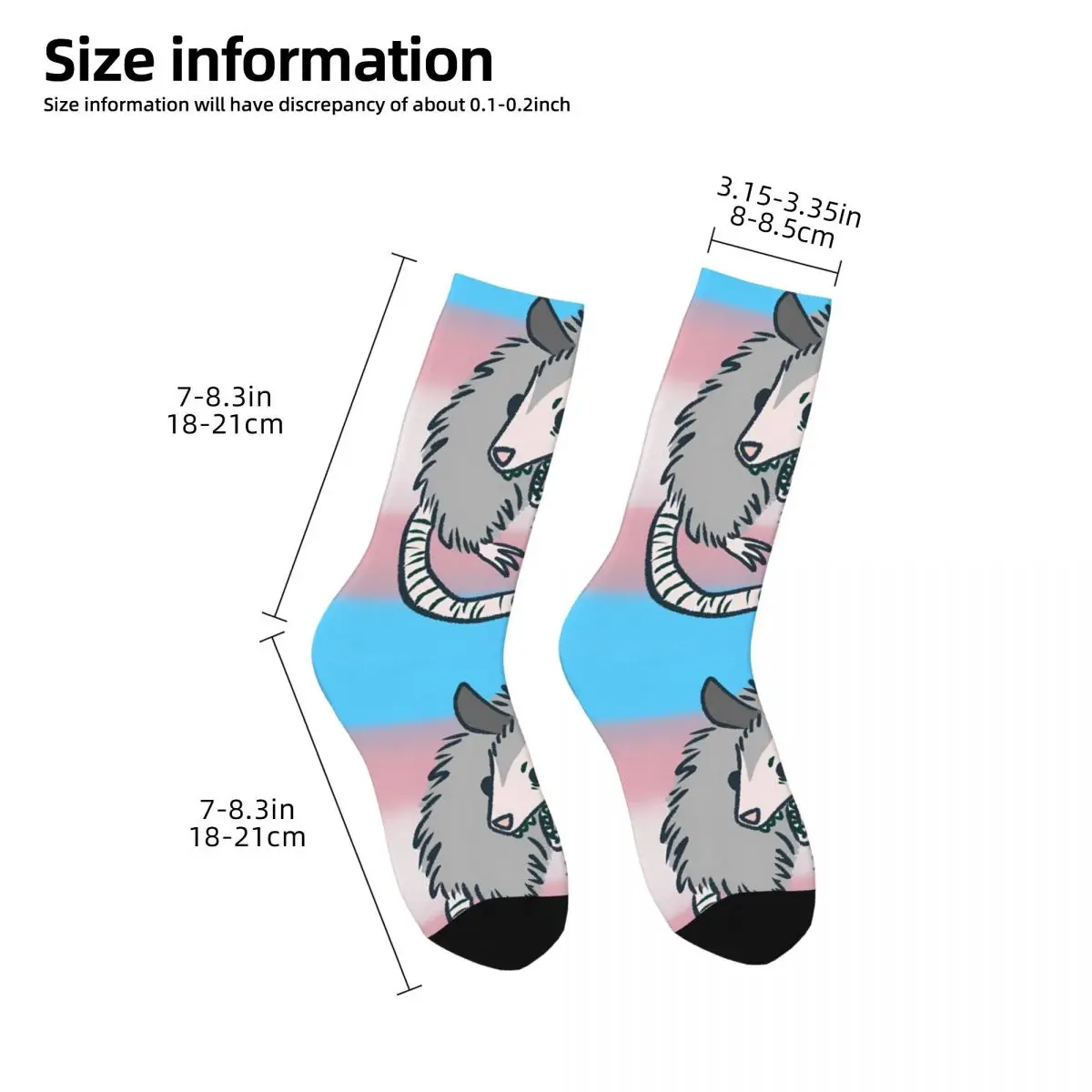 Hip Hop Vintage Fashion Crazy Men's Socks Opossum Cute Animal Unisex Harajuku Pattern Printed Funny Novelty Crew Sock Boys Gift