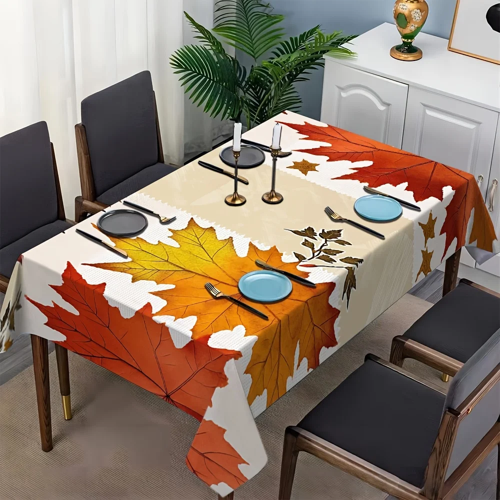1pc tablecloth, elegant autumn maple leaf printed tablecloth, red,zyc