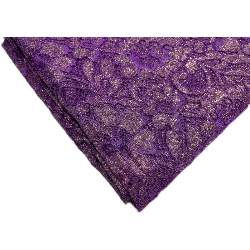 Gold Wire Lace Fabric Soft Skin Friendly Fashionable Hollow Out Sparkling Clothing Fabric For DIY Projects
