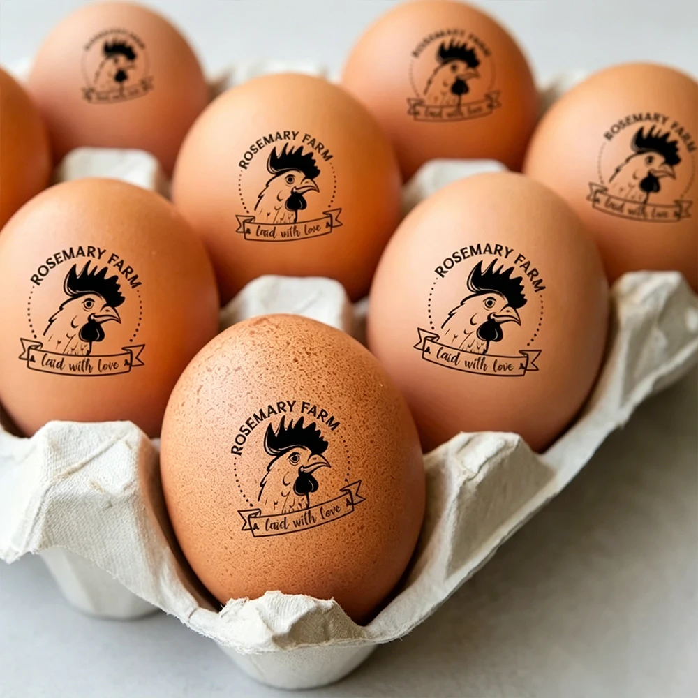 Customized Egg Stamp Wooden Farm Chicken Supermarket Eggs Stamper Egg Labels Personalized Logo Stamp for Special Ball Objects