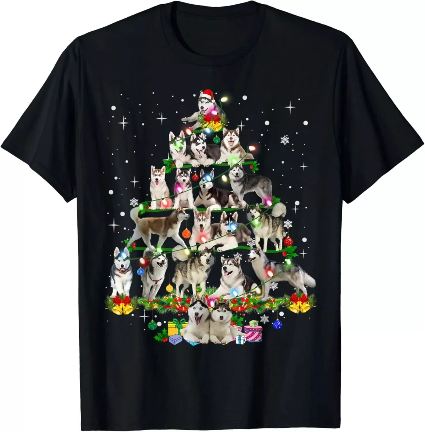 Funny Siberian Husky Christmas Tree Xmas Dog Dad Mom Gift Unisex T-Shirt