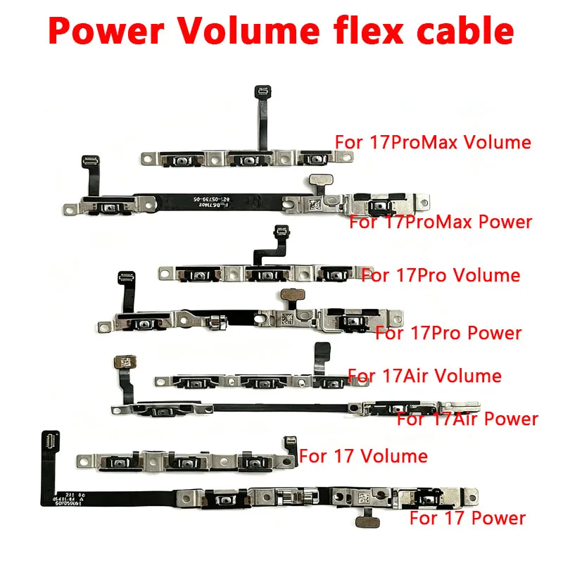 1PCS Power Volume Button Mute Switch Flex Cable For iPhone 17 17 Pro Max 17 Air Volume Button Control Cable Repair Part