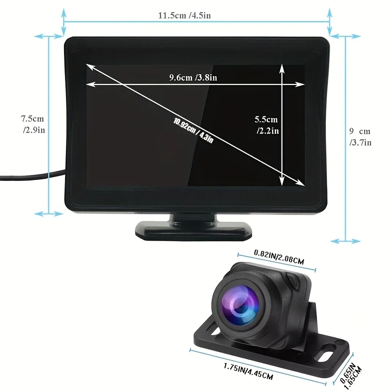 10.92cm HD Backup Camera with Night Vision - for Cars, Trucks, SUVs,Vans,and Mor - Durable ABS Material,Vehicle Safety Accessory