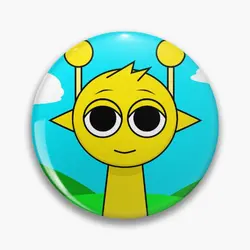 Sprunki Happy Simon Yellow Outside  Soft Button Pin Lover Women Badge Decor Metal Funny Collar Brooch Gift Hat Cute Cartoon